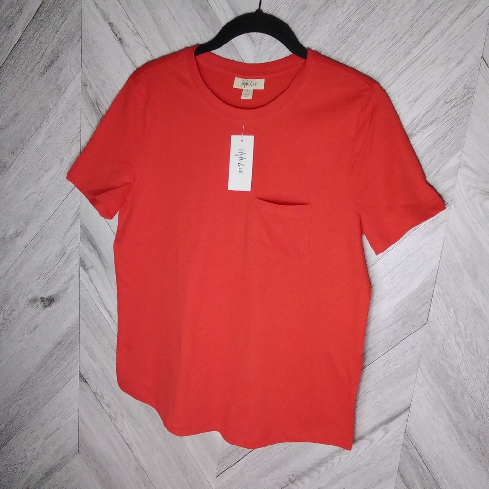 Style&Co Women's Short Sleeve Tee-shirt Sz: Small Loving Red